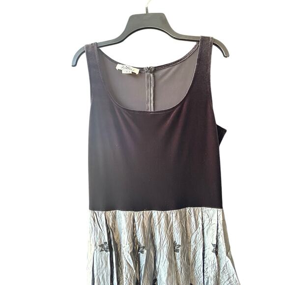 PATRA Velvet Maxi Dress Size 14 Black Floral Whimsygoth Y2K Stretch Made In USA - Picture 4 of 15